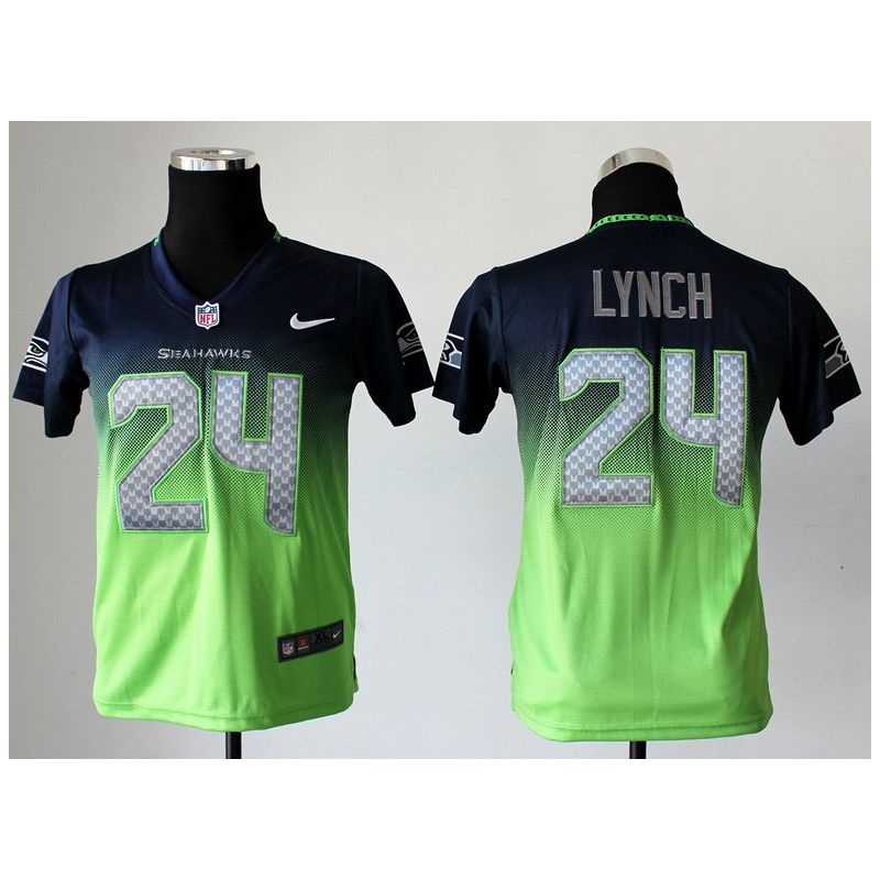 Cheap Marshawn Lynch Seahawks Youth Jersey #24 Blue-Green Drift Fashion