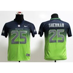 Cheap Richard Sherman Seahawks Youth Jersey #25 Blue-Green Drift Fashion