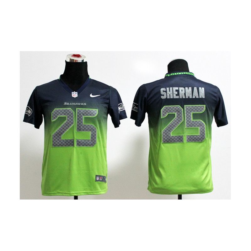 Cheap Richard Sherman Seahawks Youth Jersey #25 Blue-Green Drift Fashion