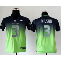 Cheap Russell Wilson Seahawks Youth Jersey #3 Blue-Green Drift Fashion