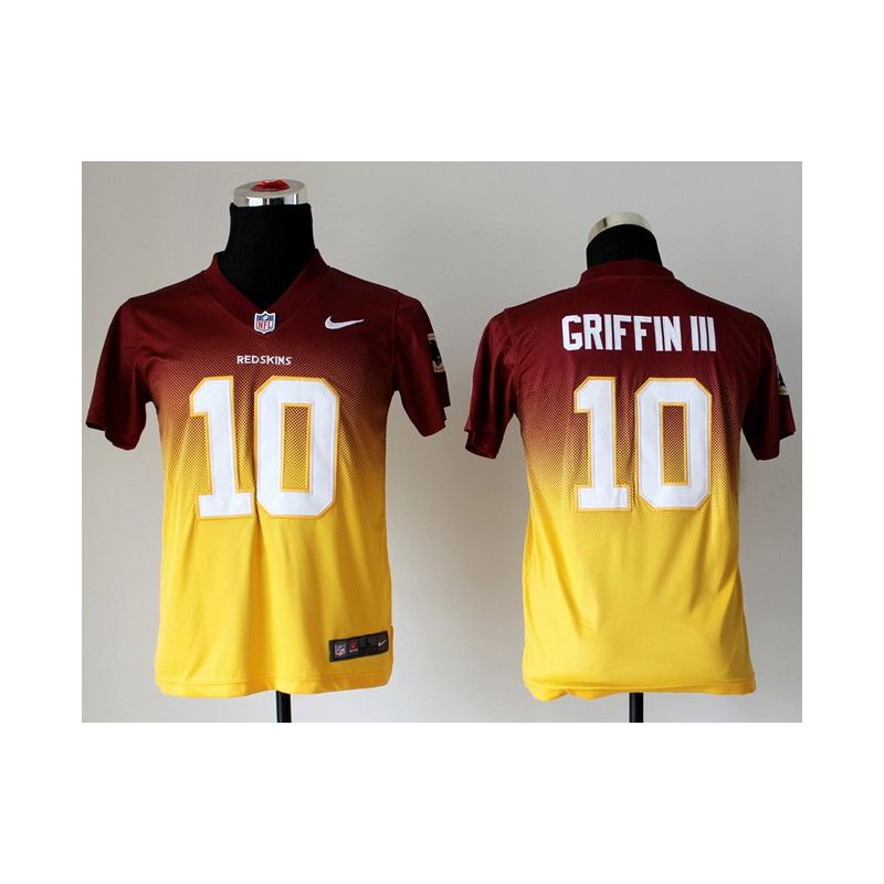 Cheap Robert Griffin III Redskins Youth Jersey #10 Red-Yellow Drift Fashion