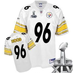 Cheap Evander Hood Steelers Jersey #96 White 2011 Super Bowl XLV From China