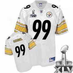 Cheap Brett Keisel Steelers Jersey #99 White 2011 Super Bowl XLV From China