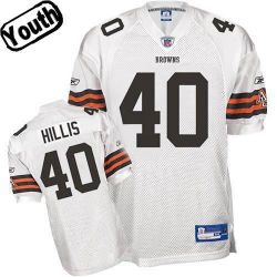 Cheap Peyton Hillis Browns Youth Jersey #40 White From China