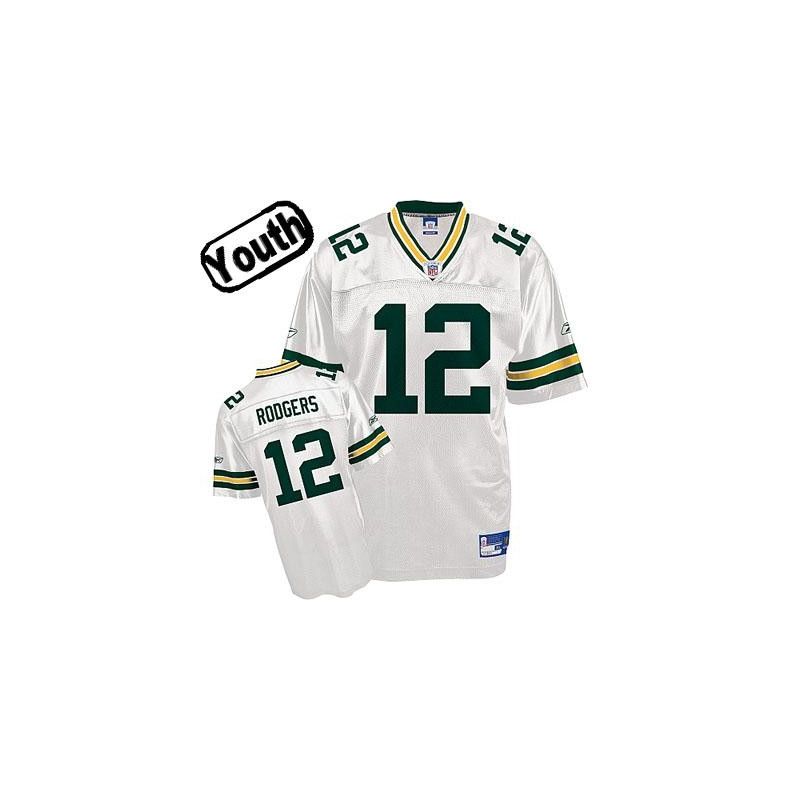 Cheap Aaron Rodgers Packers Youth Jersey #12 White From China