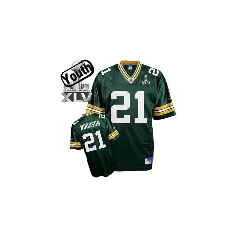 Cheap Charles Woodson Packers Youth Jersey #21 Green 2011 Super Bowl XLV From China