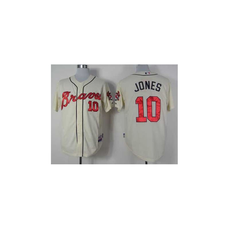 Cheap Chipper Jones Braves Jersey From China #10 Cream