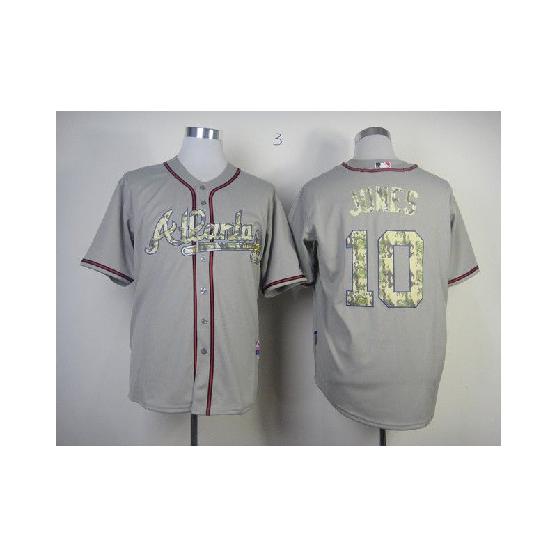 Cheap Chipper Jones Braves Jersey From China #10 Grey Camo Font