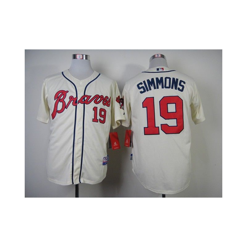 Cheap Andrelton Simmons Braves Jersey From China #19 Cream