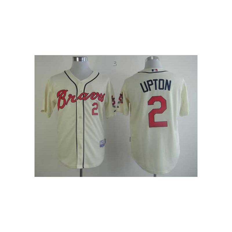 Cheap BJ Upton Braves Jersey From China #2 Cream