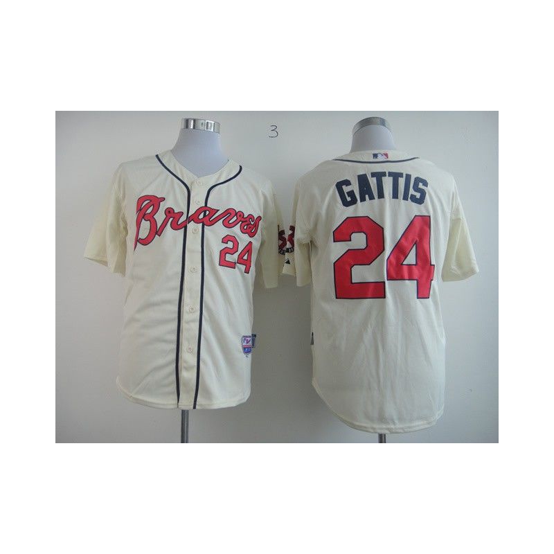 Cheap Evan Gattis Braves Jersey From China #24 Cream