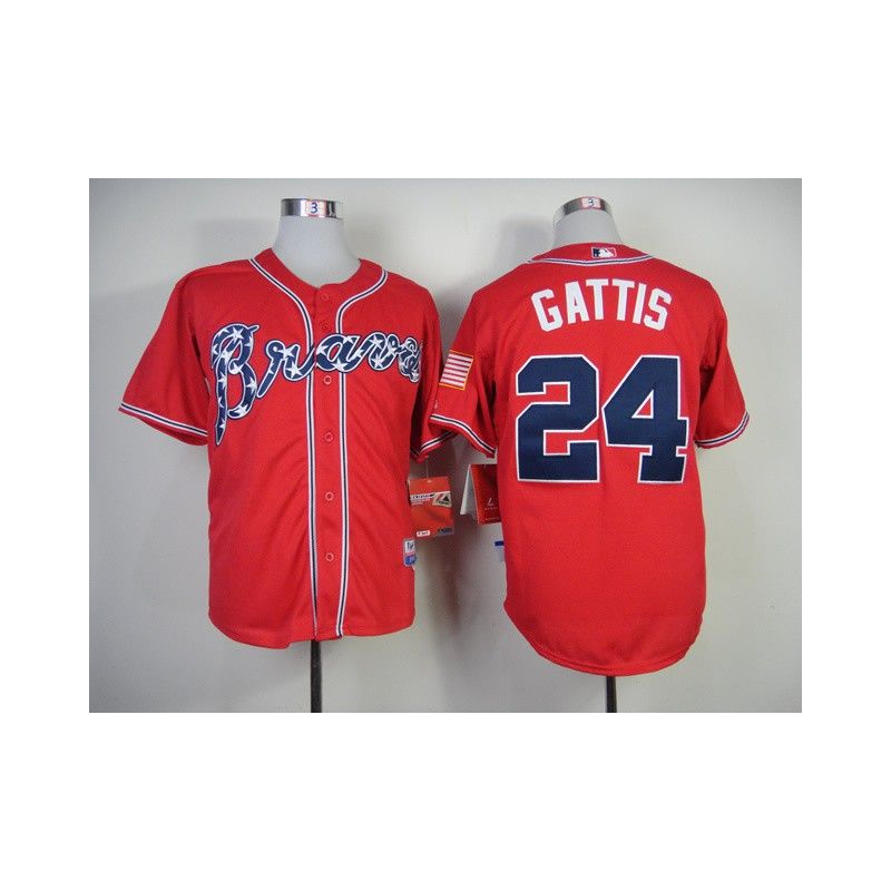 Cheap Evan Gattis Braves Jersey From China #24 Red 2014