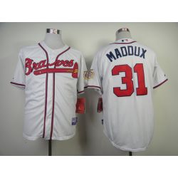 Cheap Greg Maddux Braves Jersey From China #31 White Hall Of Fame