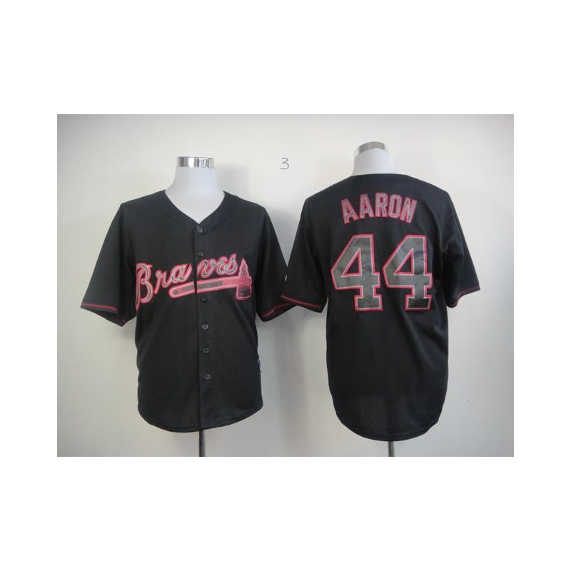 Cheap Hank Aaron Braves Jersey From China #44 Black Fashion