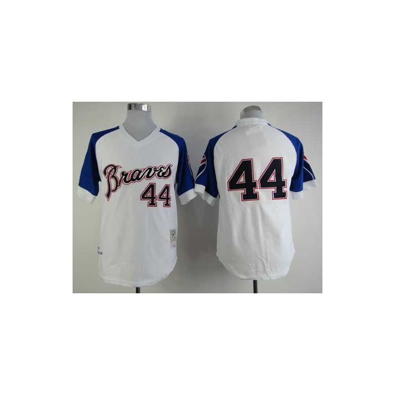 Cheap Hank Aaron Braves Jersey From China #44 White throwback 1974