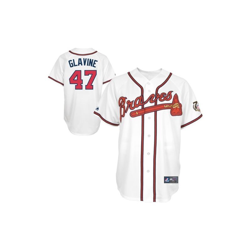 Cheap Tom Glavine Braves Jersey From China #47 White Hall Of Fame