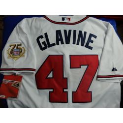 Cheap Tom Glavine Braves Jersey From China #47 White Hall Of Fame