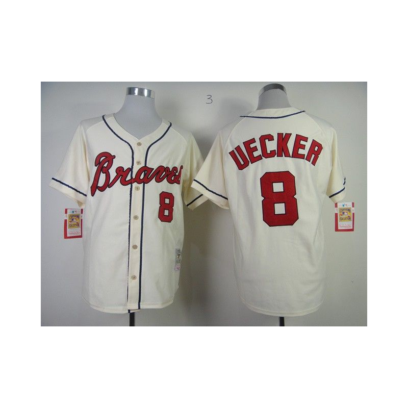 Cheap Bob Uecker Braves Jersey From China #8 Cream