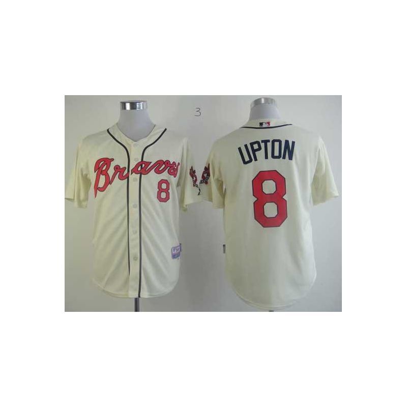 Cheap Justin Upton Braves Jersey From China #8 Cream