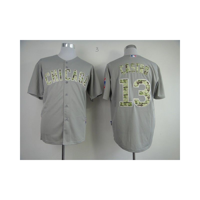 Cheap Starlin Castro Cubs Jersey From China #13 Grey Camo Font