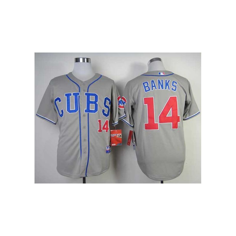 Cheap Ernie Banks Cubs Jersey From China #14 Grey 2014 new