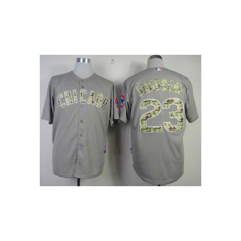 Cheap Ryne Sandberg Cubs Jersey From China #23 Grey Camo Font