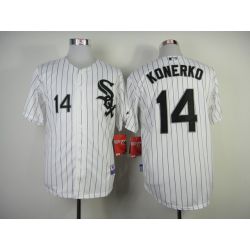 Cheap Paul Konerko White Sox Jersey From China #14 White Black Stripe