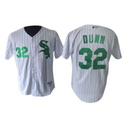 Cheap Adam Dunni White Sox Jersey From China #32 White Green Stripe