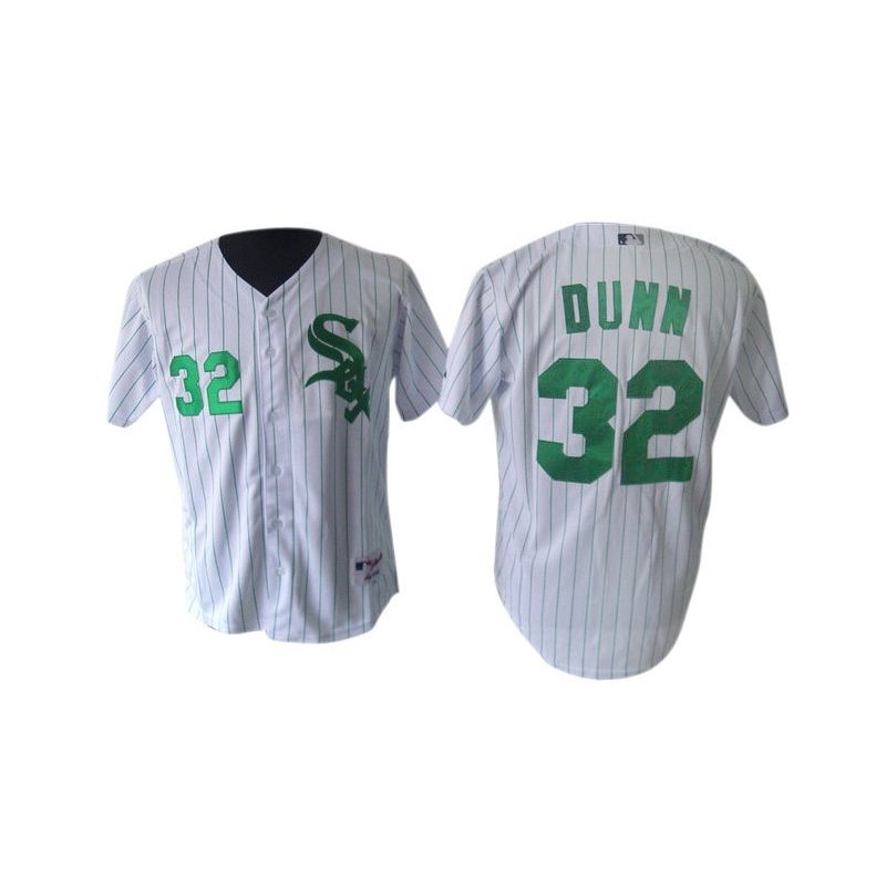 Cheap Adam Dunni White Sox Jersey From China #32 White Green Stripe