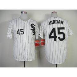 Cheap Michael Jordan White Sox Jersey From China #45 White Black Stripe