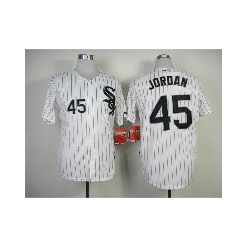 Cheap Michael Jordan White Sox Jersey From China #45 White Black Stripe