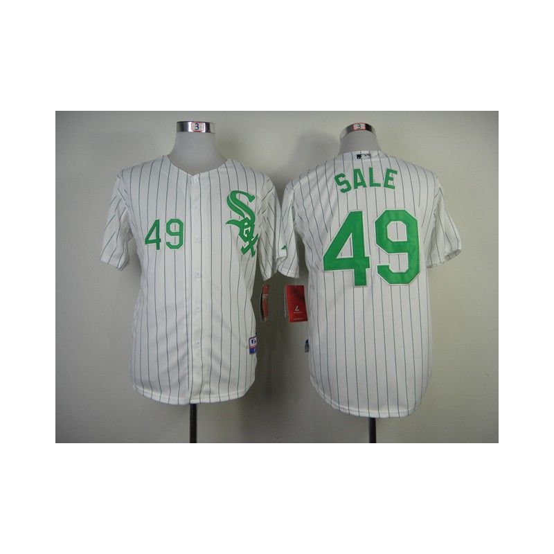 Cheap Chris Sale White Sox Jersey From China #49 White Green Stripe