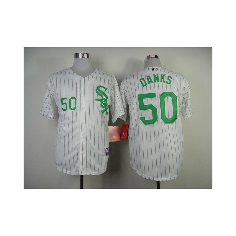 Cheap John Danks White Sox Jersey From China #50 White Green Stripe