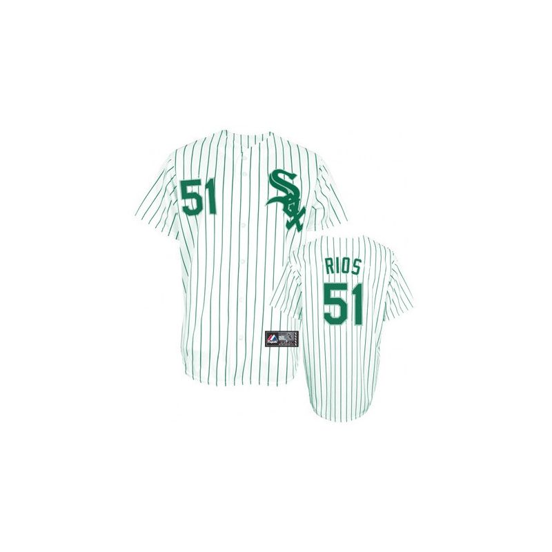 Cheap Alex Rios White Sox Jersey From China #51 White Green Stripe