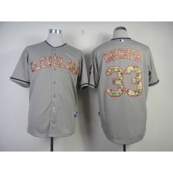 Cheap Nick Swisher Indians Jersey From China #33 Grey Camo Font