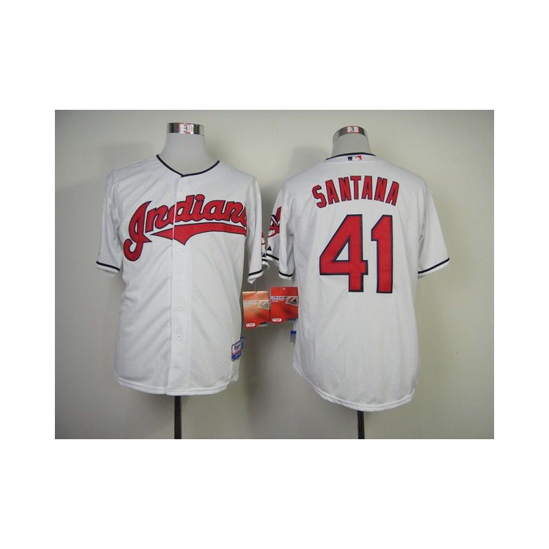 Cheap Carlos Santana Indians Jersey From China #41 White Cheap Carlos Santana Indians Jersey From China #41 White