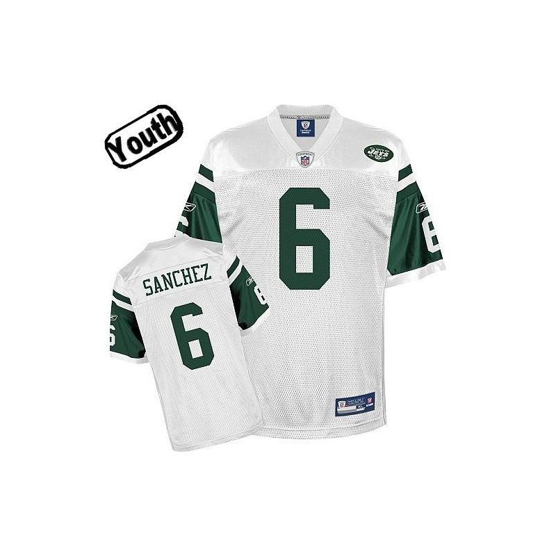 Cheap Mark Sanchez Jets Youth Jersey #6 White From China