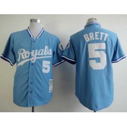 Cheap George Brett Royals Jersey From China #5 Light Blue throwback