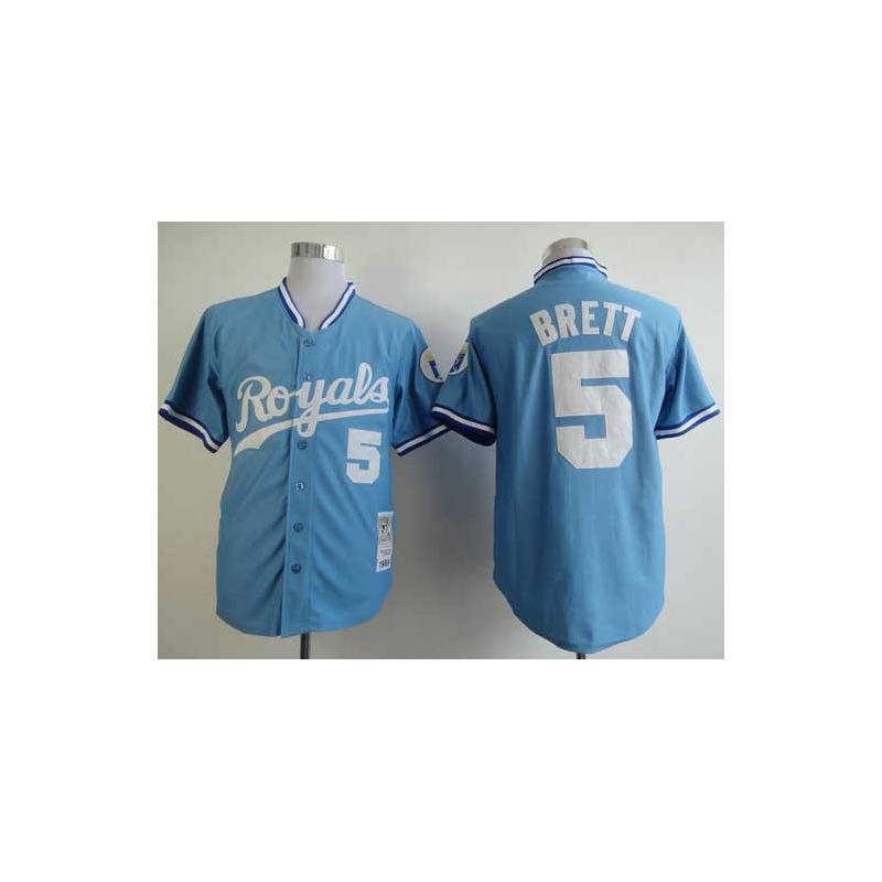 Cheap George Brett Royals Jersey From China #5 Light Blue throwback