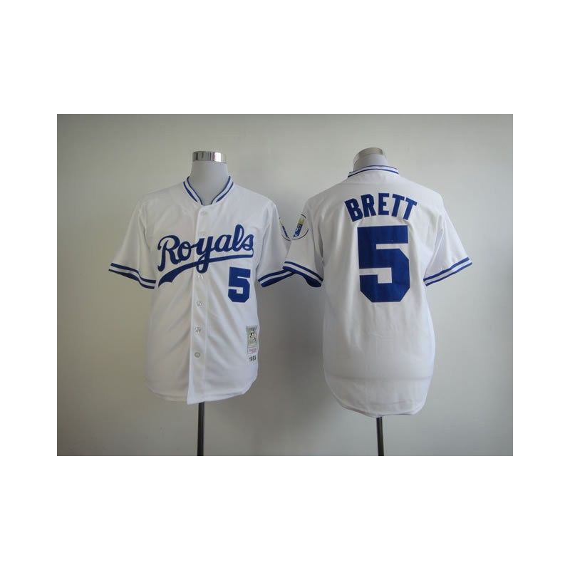 Cheap George Brett Royals Jersey From China #5 White throwback