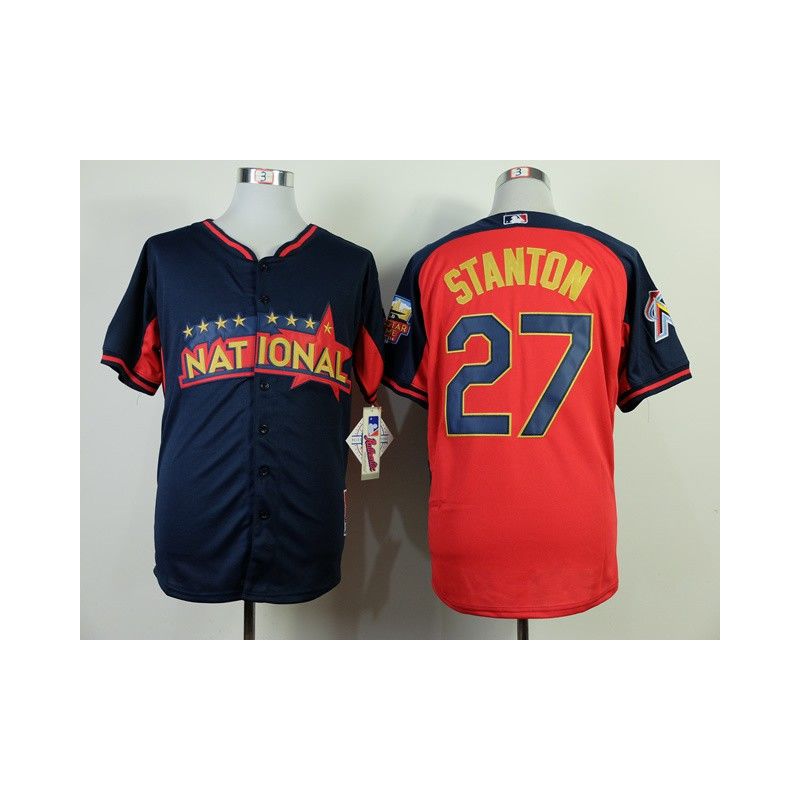 Cheap Giancarlo Stanton Marlins Jersey From China #27 Blue-Red National League