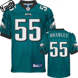 Cheap Stewart Bradley Eagles Youth Jersey #55 Green From China