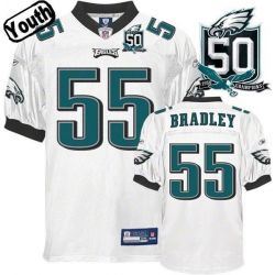 Cheap Stewart Bradley Eagles Youth Jersey #55 White 50th From China