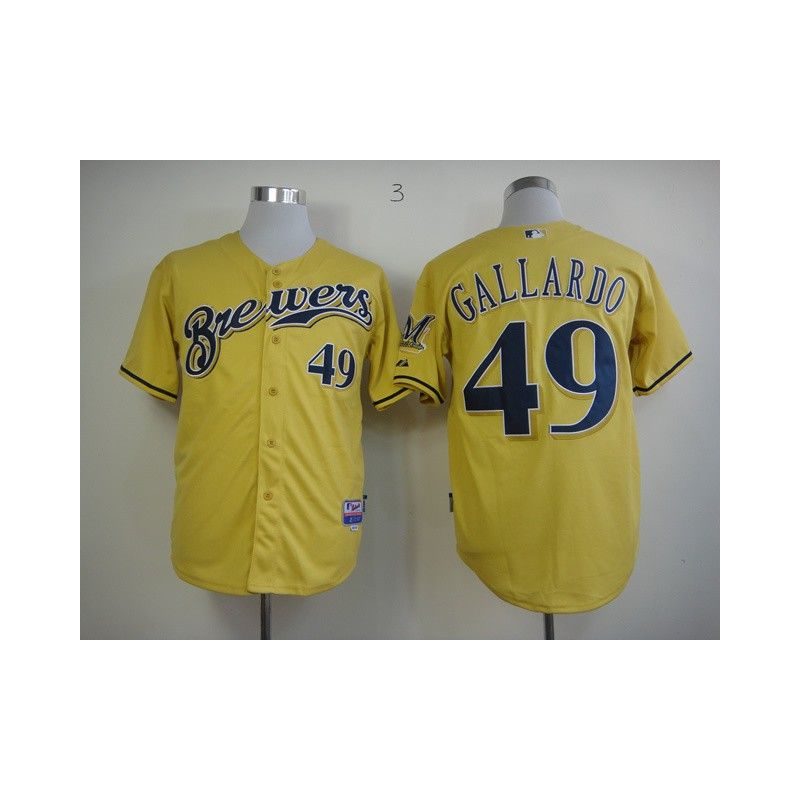 Cheap Yovani Gallardo Brewers Jersey From China #49 Yellow Cheap Yovani Gallardo Brewers Jersey From China #49 Yellow