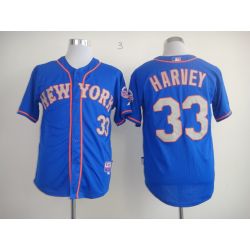 Cheap Matt Harvey Mets Jersey From China #33 Blue Grey Font