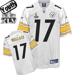 Cheap Mike Wallace Steelers Youth Jersey #17 White 2011 Super Bowl XLV From China