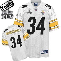 Cheap Rashard Mendenhall Steelers Youth Jersey #34 White 2011 Super Bowl XLV