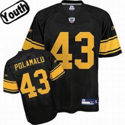 Cheap Troy Polamalu Steelers Youth Jersey #43 Black Yellow Number From China