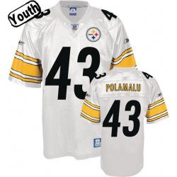 Cheap Troy Polamalu Steelers Youth Jersey #43 White From China