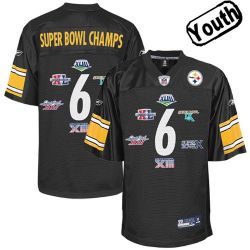 Cheap Six Time Champions Steelers Youth Jersey #6 Black From China